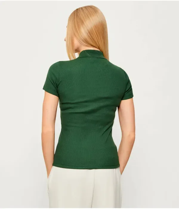 Поло Lacoste Полюс slim fit, бутылочно-зеленый — фото 3