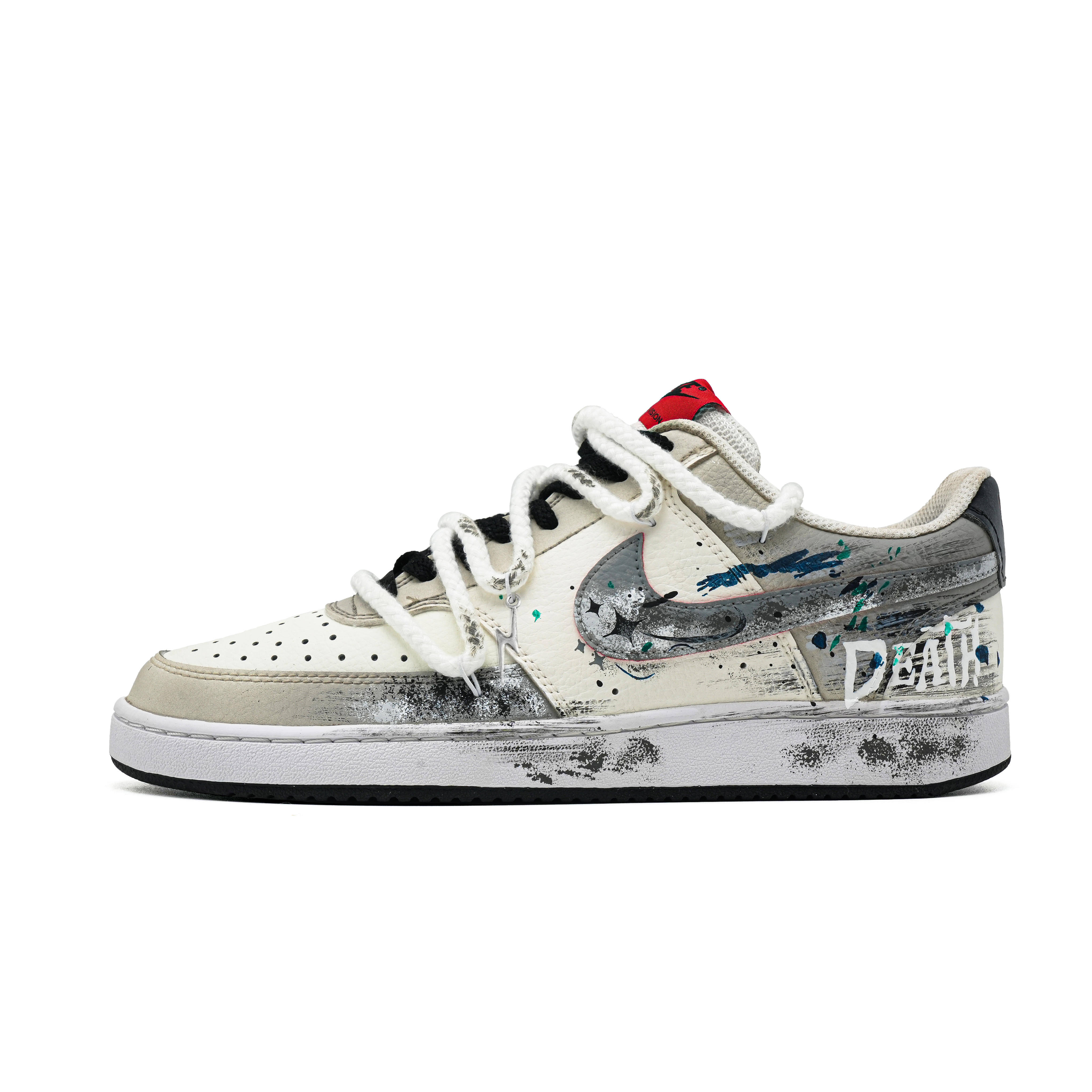 

Nike Кроссовки Court Vision 1 Boundless износостойкие и легкие, низкие, для скейтбординга, мужские, белые, черные
