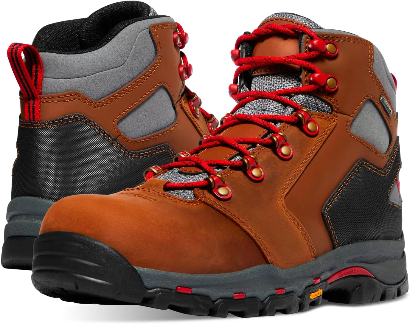 

Мужские рабочие ботинки Danner Vicious 4,5” водонепроницаемые - из кожи полного зерна с дышащей подкладкой Gore-Tex, системой быстрого шнурования и противоскользящей подошвой с каблуком, коричневый/красный