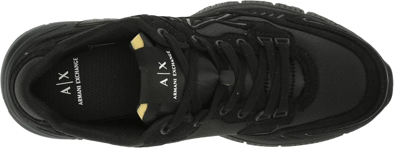 Мужские кроссовки Armani Exchange с массивной подошвой и шнуровкой с логотипом, черный — фото 2