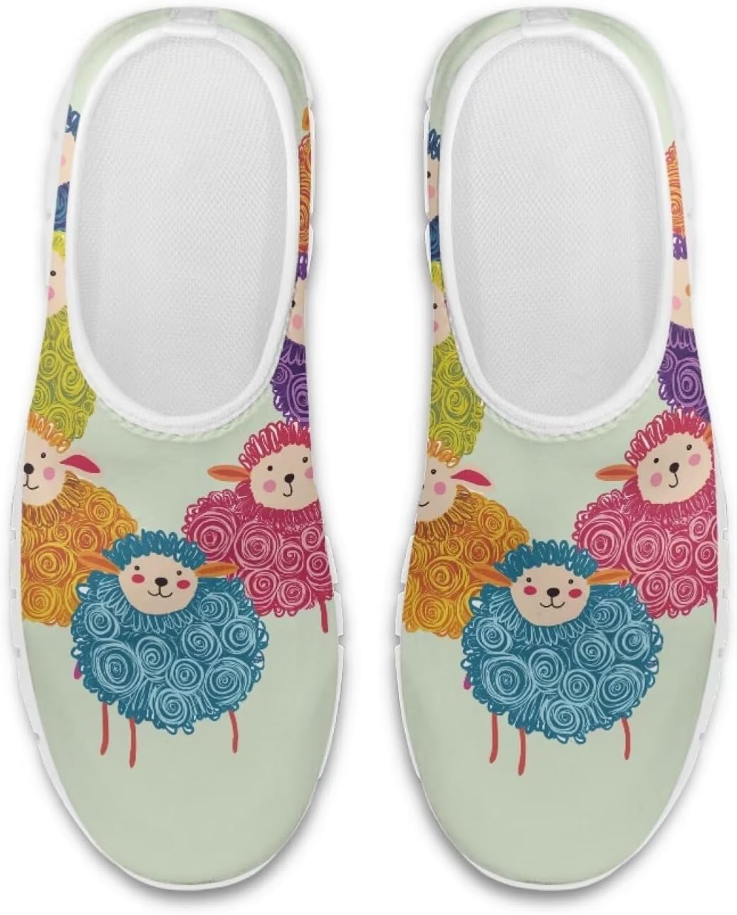 

Кроссовки-челси Chaqlin Slip-On для женщин и мужчин, дорожно-беговые теннисные туфли с животным принтом, низкие дышащие сетчатые теннисные туфли Clipper, Colorful Sheep