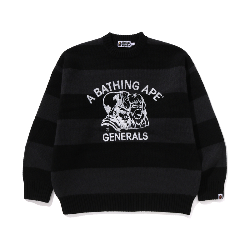 Свитер Bape General Head Motif Stripe расслабленного кроя A BATHING APE, черный — фото 3