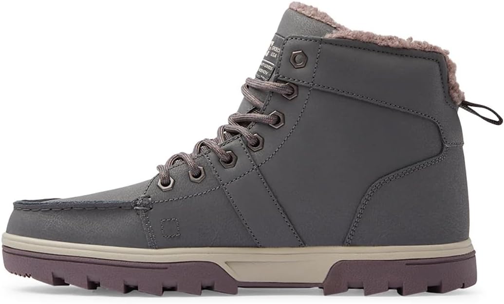 Мужские ботинки DC Shoes Woodland для холодной погоды, повседневные высокие, стиль снегоходные, серый — фото 2