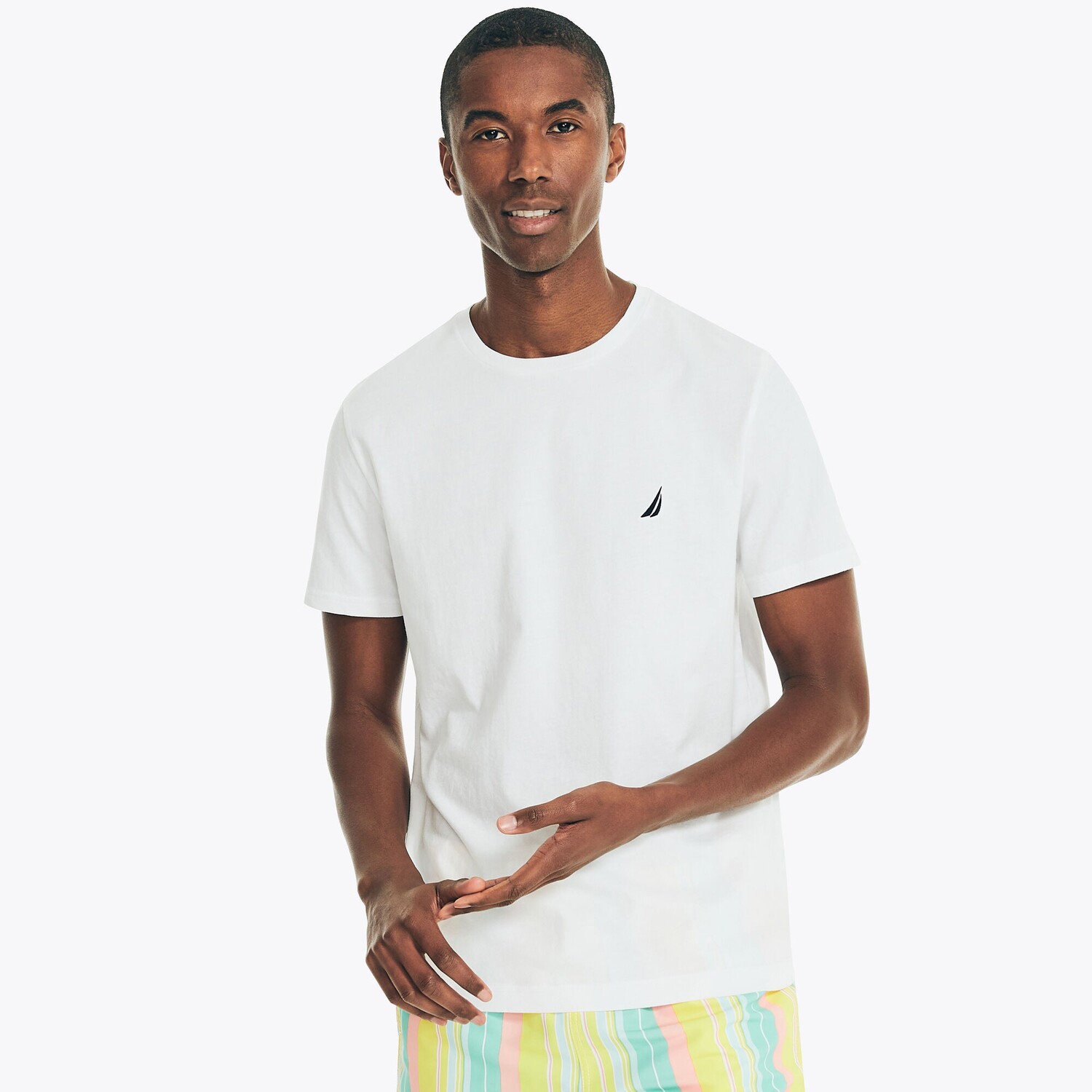 

Мужская однотонная футболка Nautica с круглым вырезом, цвет Bright White