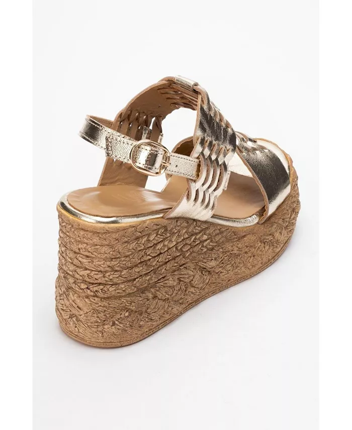 Олиен кожаные платформенные эспадрильи (женские) Forever & Always Shoes, золото — фото 4