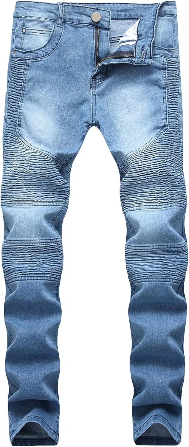 Джинсы потертые, Slim Fit, Синий