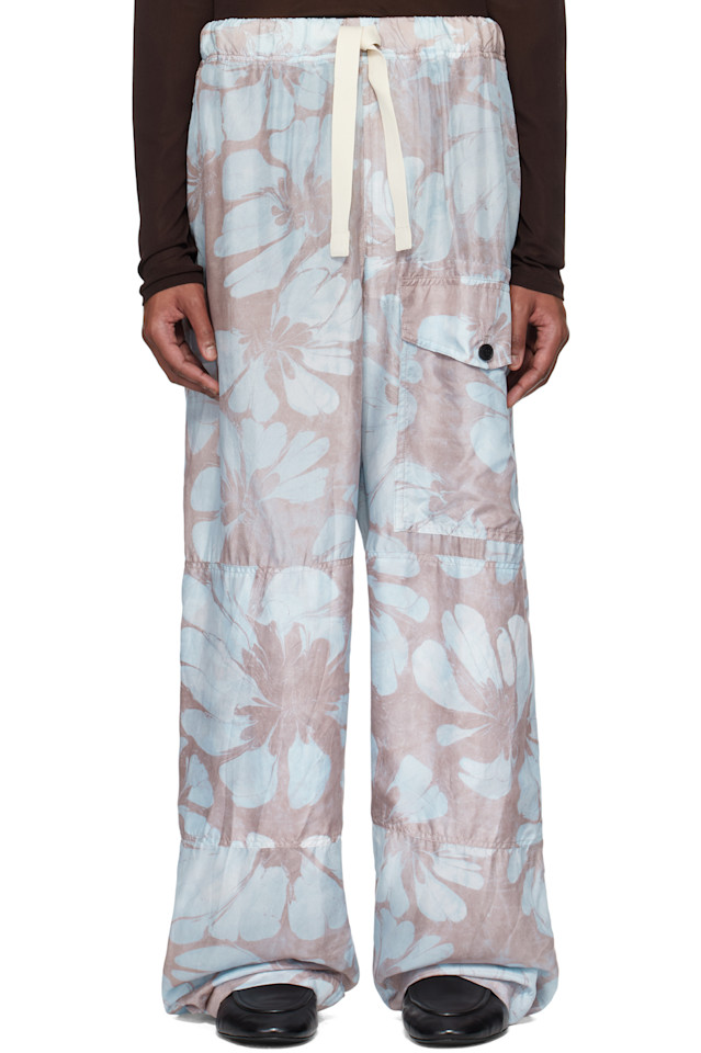 

Шёлковые штаны карго на шнурке Dries Van Noten, синий