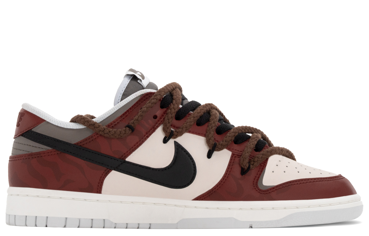 Nike Кроссовки для скейтбординга Dunk Vintage, этнический стиль, звезда, устойчивые к истиранию и скольжению, низкие, мужские, черно-красные — фото 3