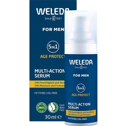 

WELEDA Bio FOR MEN 5in1 Многофункциональная сыворотка против старения, мужской концентрат для ухода за лицом, уменьшает морщины и подтягивает кожу с алоэ вера и гранатовым соком, веганский, 30 мл