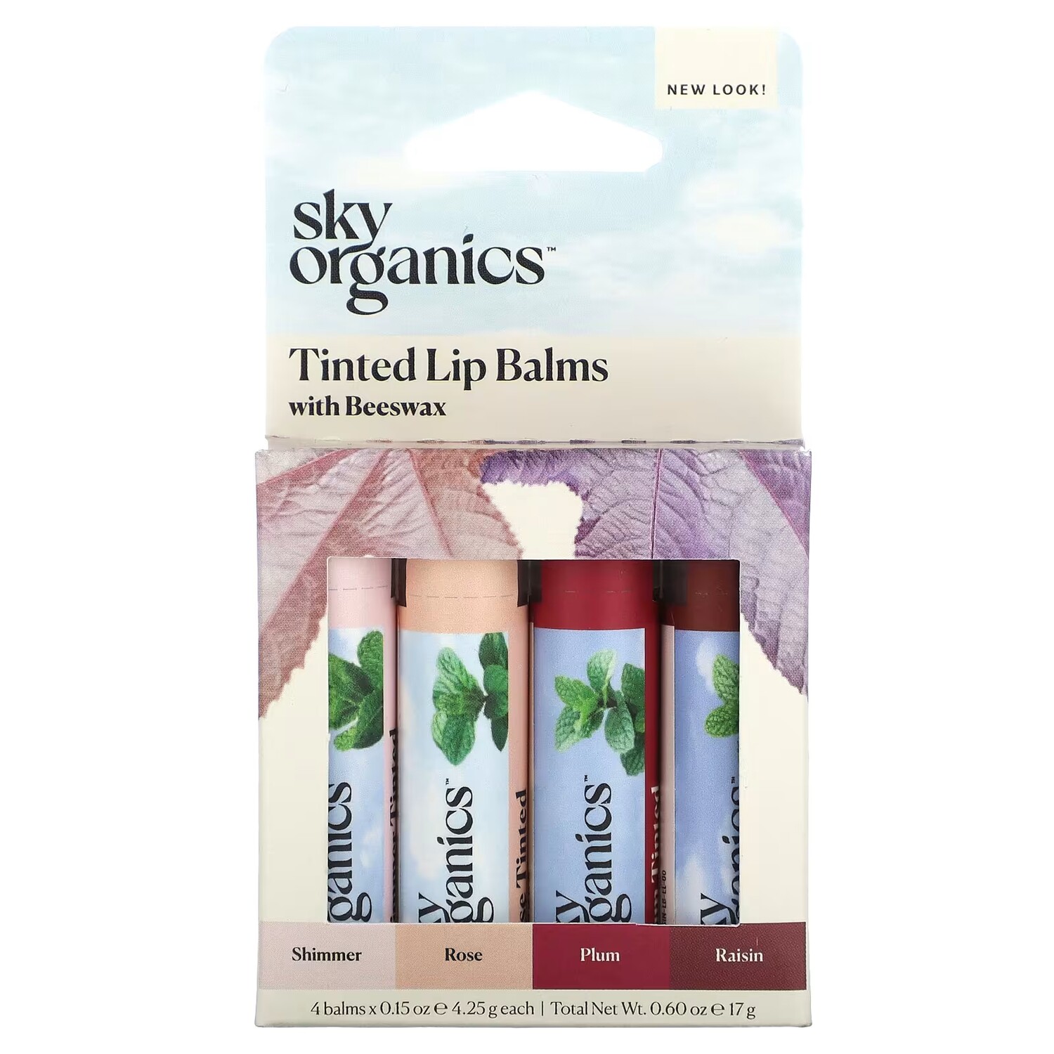 Тонированные бальзамы для губ Sky Organics с пчелиным воском, 4 бальзама по 0,15 унции (4,25 г) каждый — фото 2