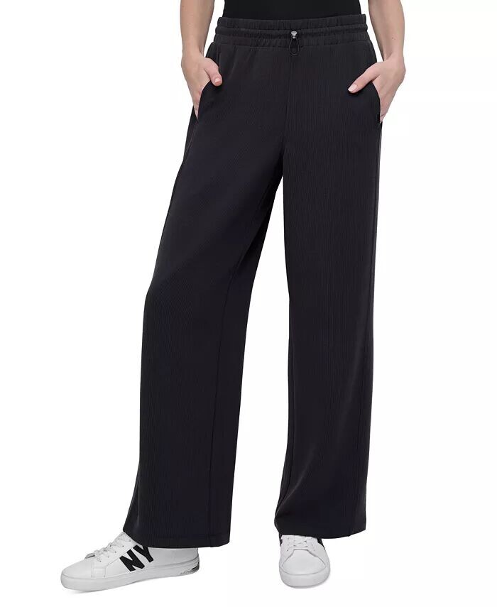 

Женские широкие брюки Highline в рубчик DKNY, черный