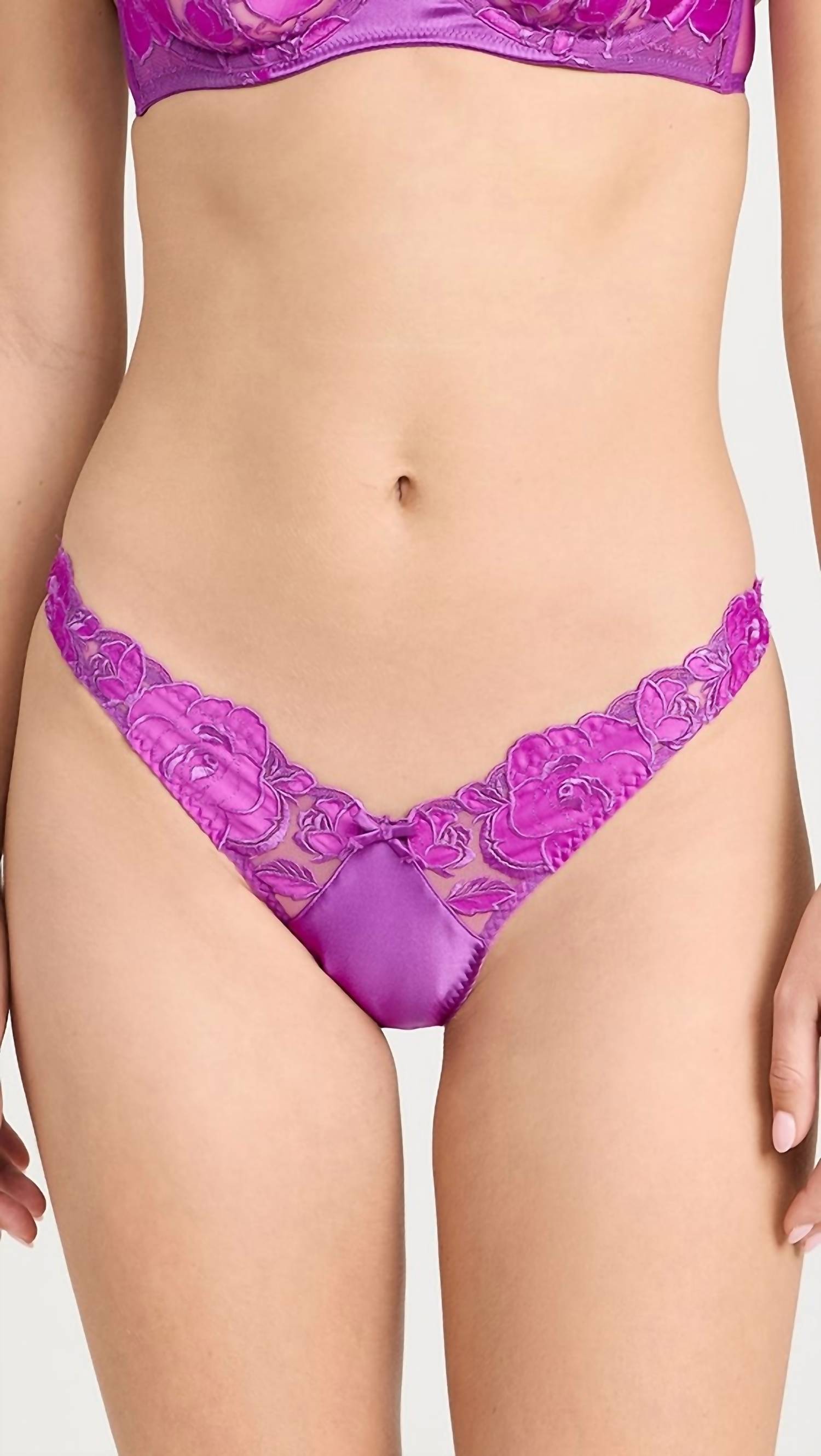 

Трусики-стринги с высоким вырезом и логотипом Rose в цвете Pink Iris Fleur Du Mal