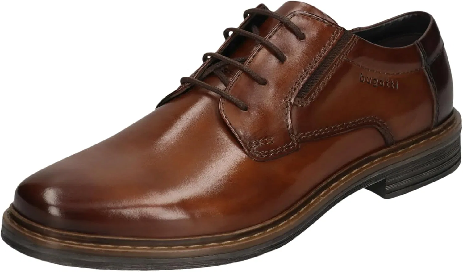 Мужские деловые туфли Bugatti, мужские туфли на шнуровке, Cognac Dark Brown 6361