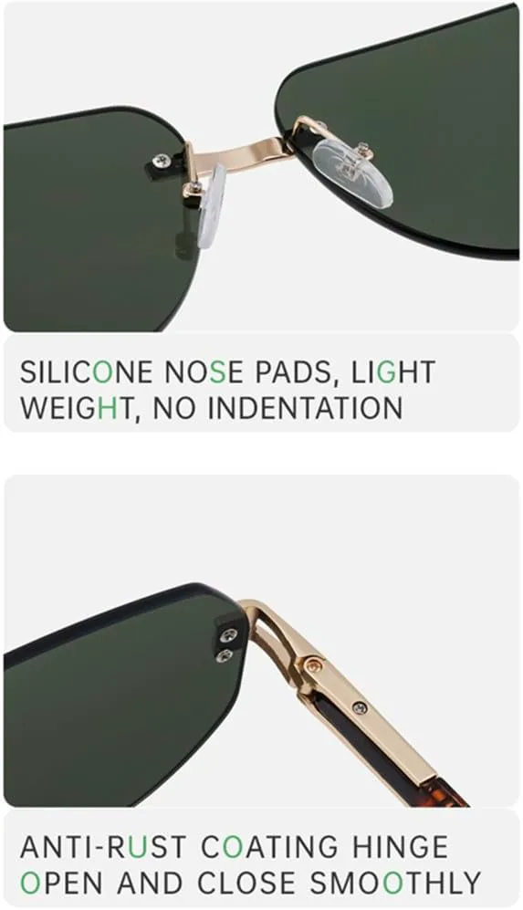 

Винтажные солнцезащитные очки без оправы для мужчин, солнцезащитные очки без оправы неправильной формы для женщин, защита от ультрафиолета UV400 HDUBFY, 2