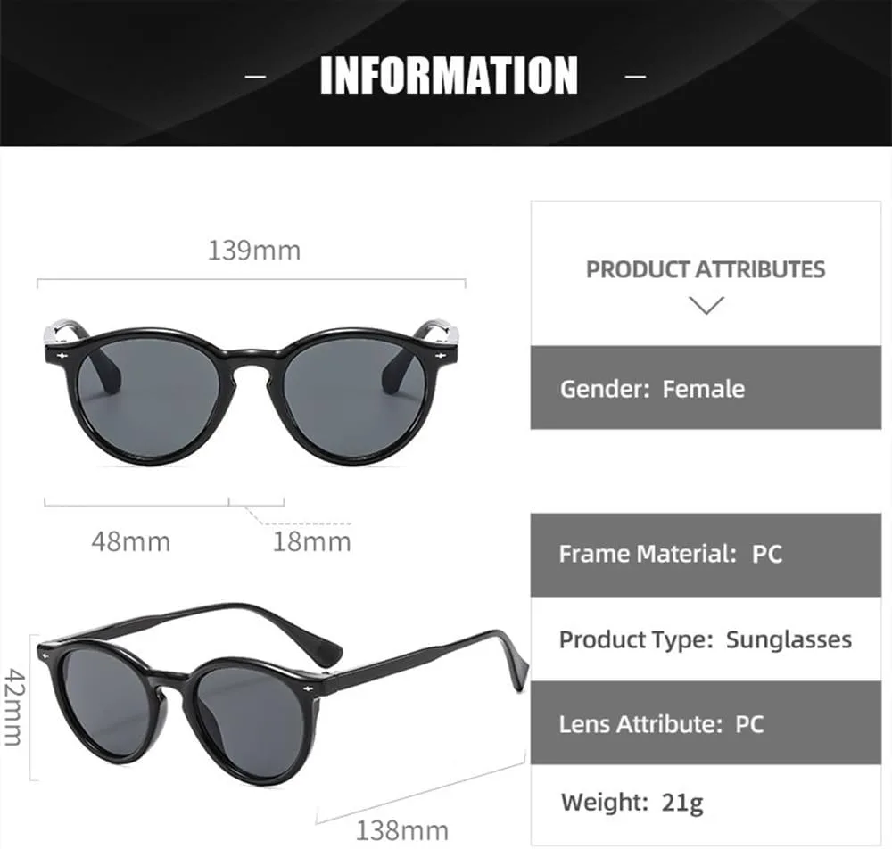 

Популярные круглые солнцезащитные очки для женщин и мужчин, прозрачная оправа, овальные солнцезащитные очки с защитой от УФ-излучения UV400 TVTBBVV, Black Orange