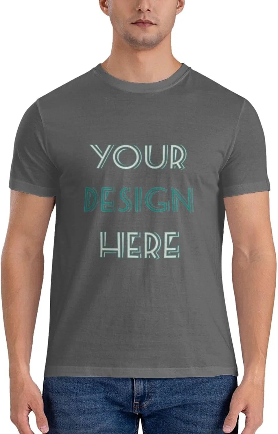 Футболка с принтом, хлопок, Generic, Deep Heather