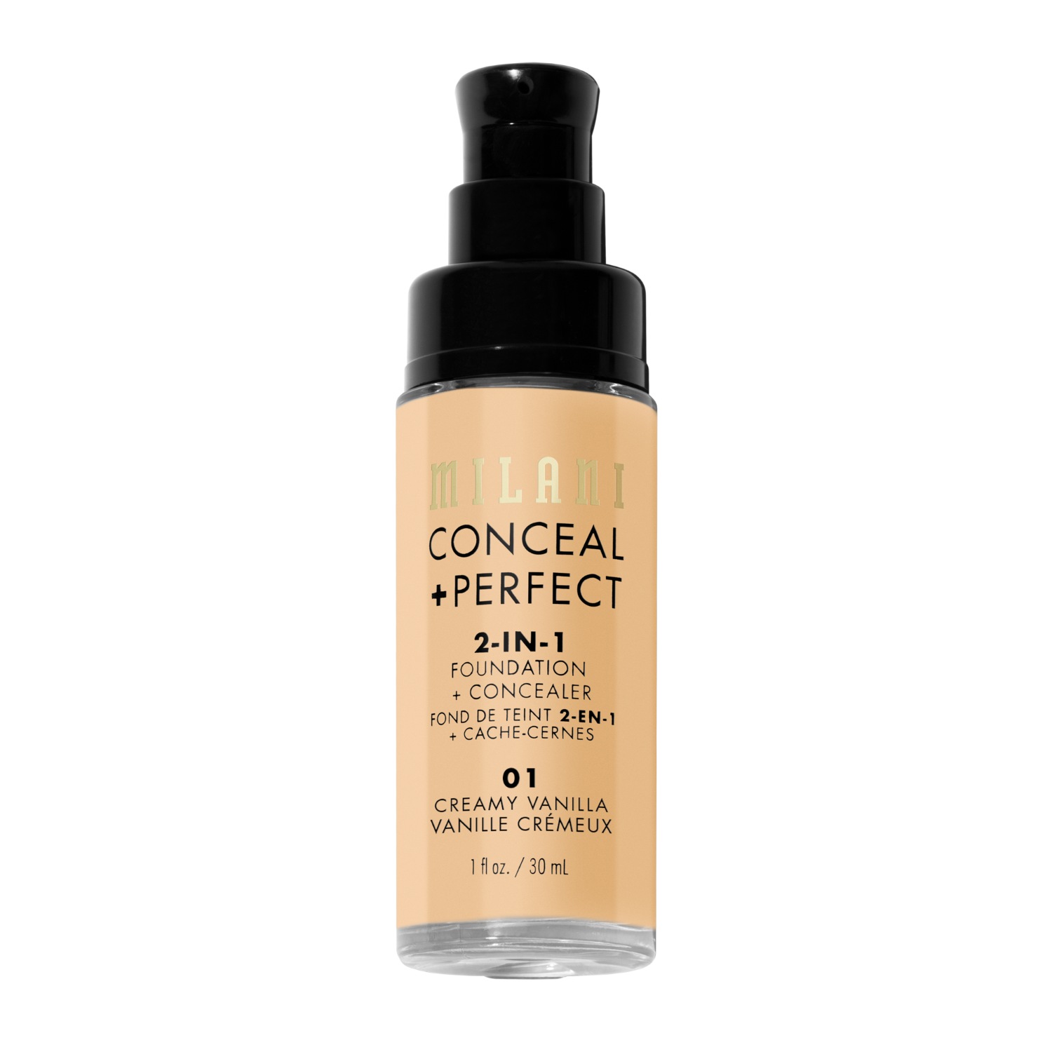 Тональный крем для лица conceal + perfect 2in1 Milani, creamy vanilla/ 01, объем 30 мл — фото 3