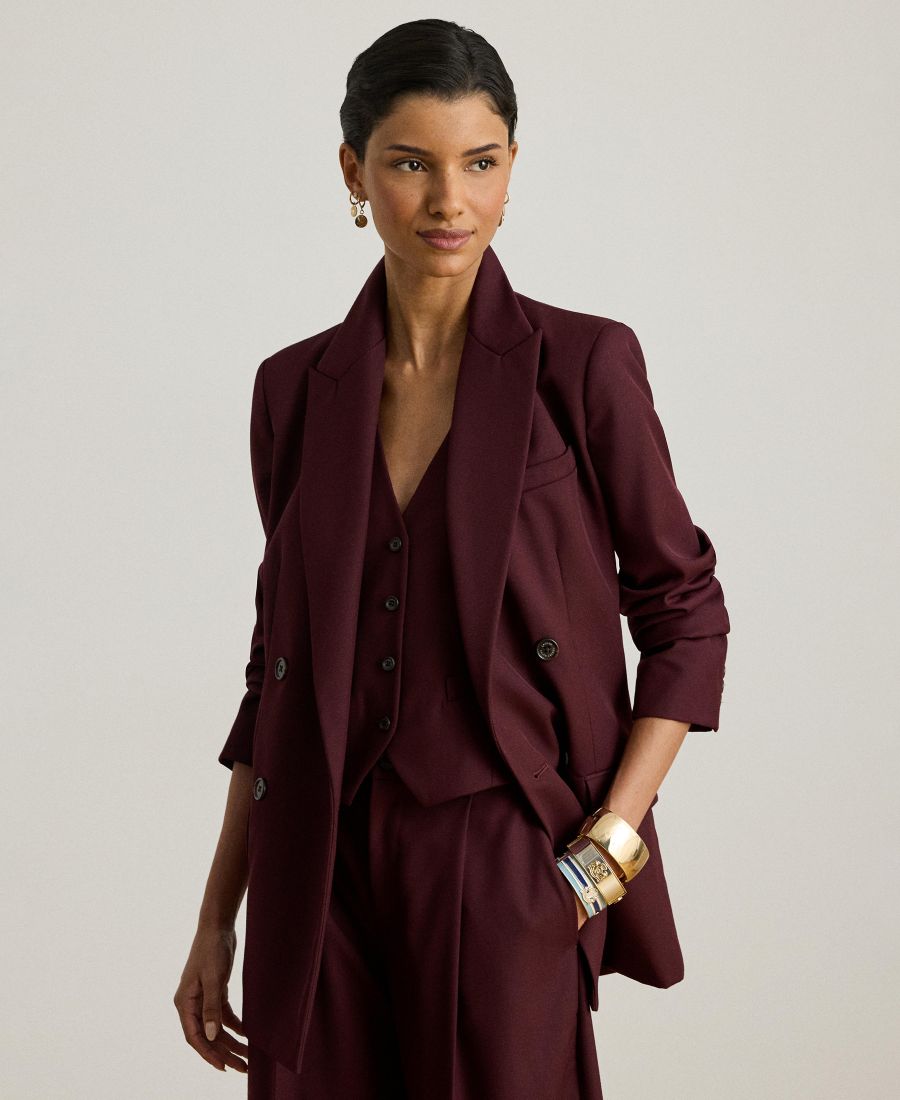 

Женский двубортный твиловый блейзер Lauren Ralph Lauren, Dark Garnet