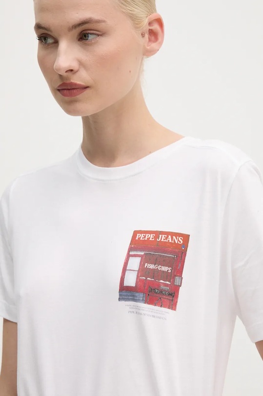

Хлопковая футболка GWENDOLYN Pepe Jeans, белый