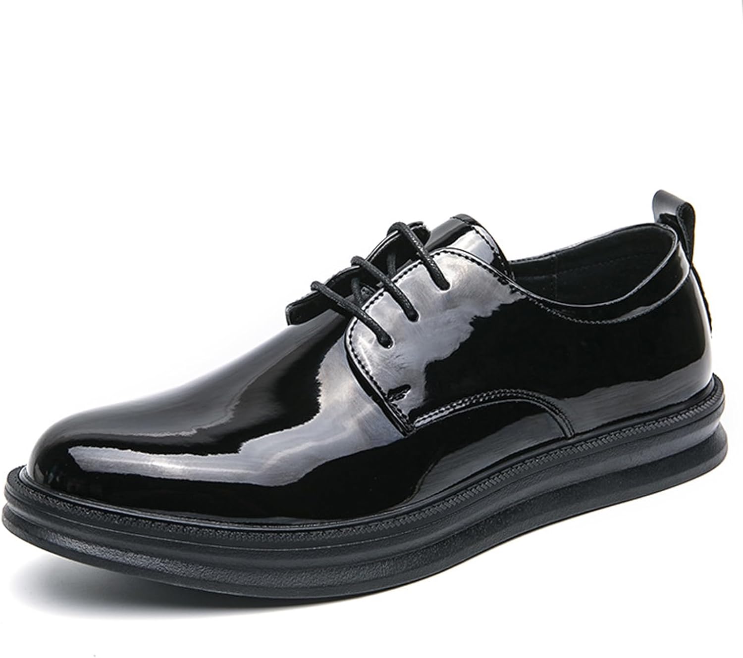 

Мужские лакированные оксфорды на платформе, классические с заостренным носком, шнуровкой, для повседневной и деловой формальной носки Cvgvjy, черный