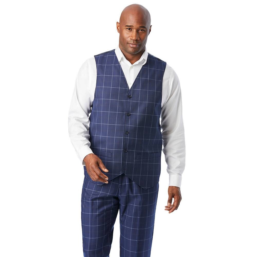 

Мужской жилет Kingsize Big & Tall Ks Signature Collection с 5 пуговицами и легким движением KingSize, цвет Navy Check