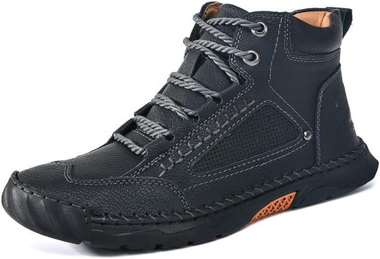 

Мужские ручной работы кожаные ботинки Чукка на щиколотку, повседневные, водонепроницаемые кроссовки с просторным носком и поддержкой свода стопы Generic, черный