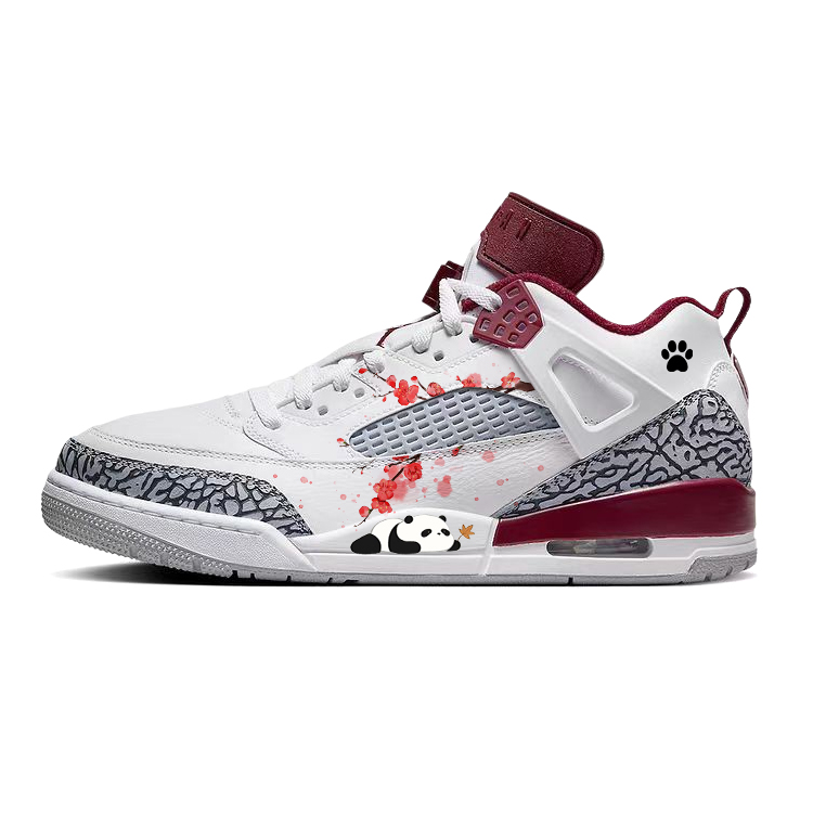 

Jordan Баскетбольные кроссовки Spizike Red Plum Panda Bear с низким верхом, износостойкие и нескользящие, винтажные, мужские, белые, красные