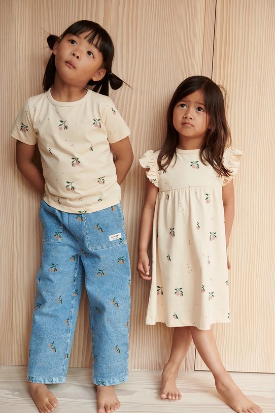 

Детская хлопковая футболка Apia Printed с коротким рукавом Liewood, бежевый