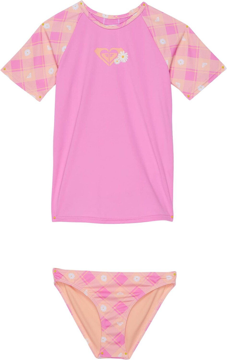 

Купальник Roxy Kids Flower Plaid Short Sleeve Rashguard, цвет Cyclamen Playful Plaid