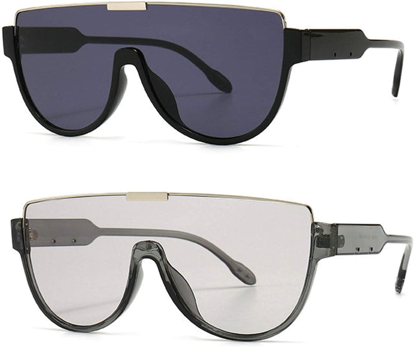 

Солнцезащитные очки COTIA в стиле панк с полуободковой оправой большого размера для мужчин, цельные линзы, стильные металлические вставки, солнцезащитные очки для женщин, Black Gray&gray