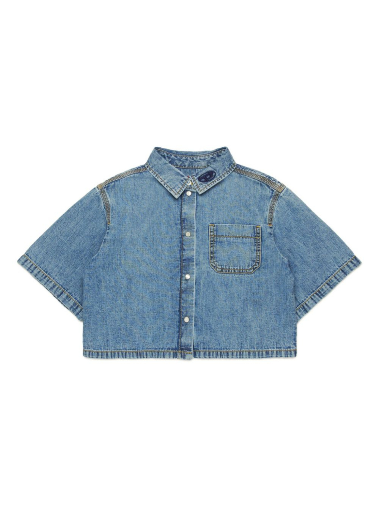

Diesel Kids укороченная джинсовая рубашка, синий