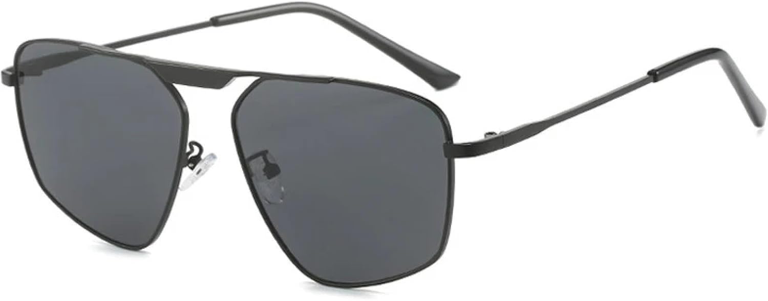 

Солнцезащитные очки в многоугольной металлической оправе для женщин и мужчин, для активного отдыха, вождения, летних путешествий, с защитой от УФ-излучения UV400 TKKTLLT, Black Gray