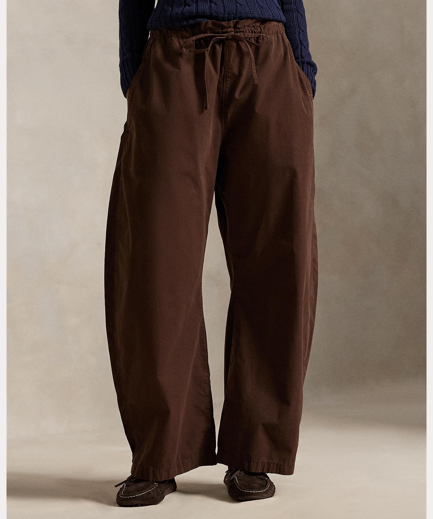 Хлопковые брюки зауженного кроя на шнуровке Polo Ralph Lauren, 200 Brown — фото 3