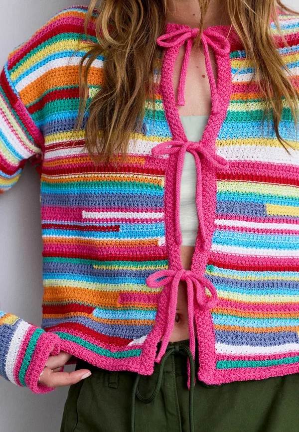 Кардиган Next, pink multi stripe, розовый мульти-полоска — фото 3