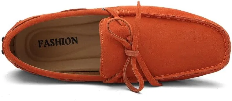 Мокасины мужские, замшевая кожа, Loafers for Men, оранжевый PUGHGAETZF — фото 3