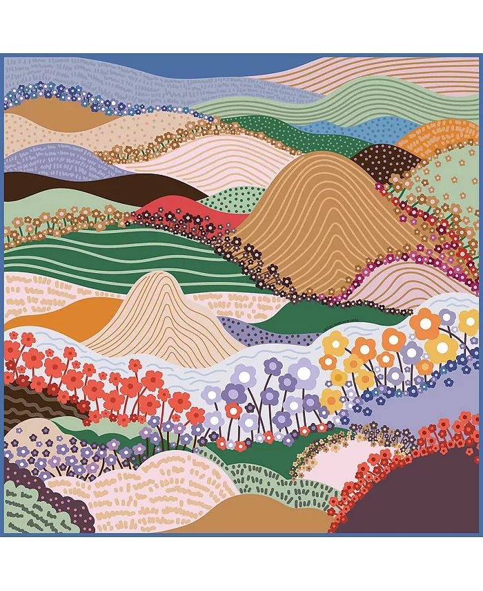 

Двусторонний шерстяной шелковый шарф Floral Mountain Jessie Zhao New York, синий