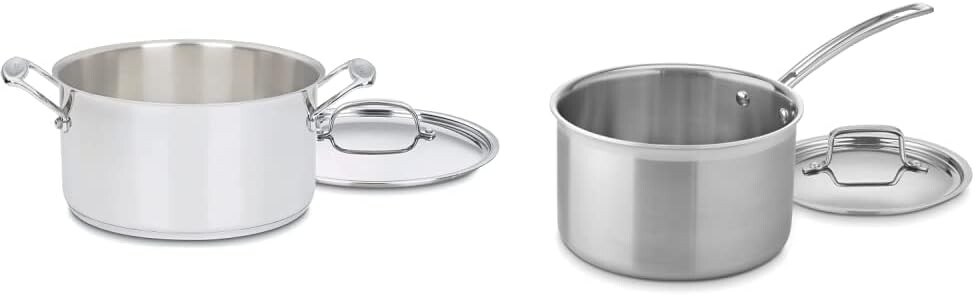 

Cuisinart 744-24 Классическая кастрюля Chef's из нержавеющей стали с крышкой, 6 литров, серебро и MCP194-20N Multiclad Pro, трехслойная посуда из нержавеющей стали, 4 литровая сковорода, кастрюля с крышкой