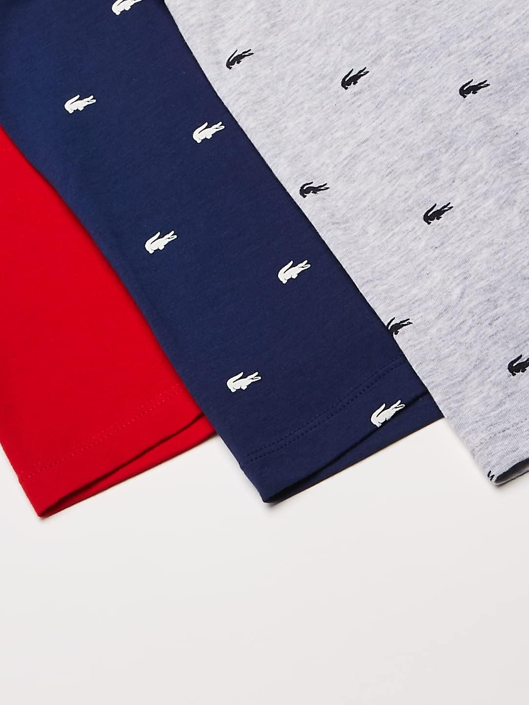 Lacoste мужские повседневные боксеры All Over Croc 3 Pack из хлопка с добавлением эластана, Deep Ocean/Dove Grey/Red (New) — фото 3