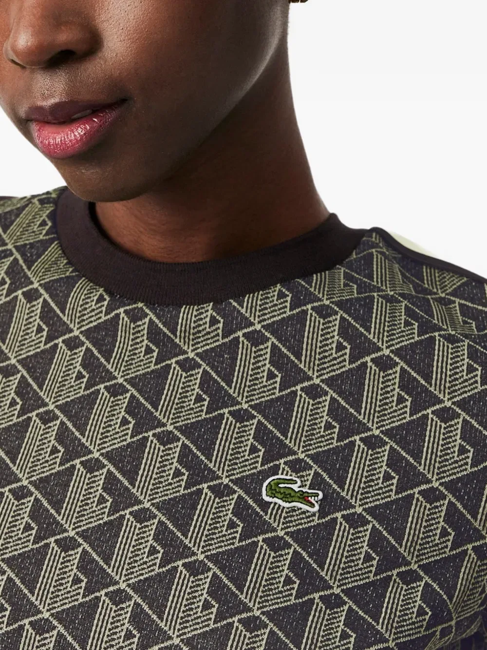 Футболка Lacoste с монограммой, приталенный крой, коричневый — фото 4