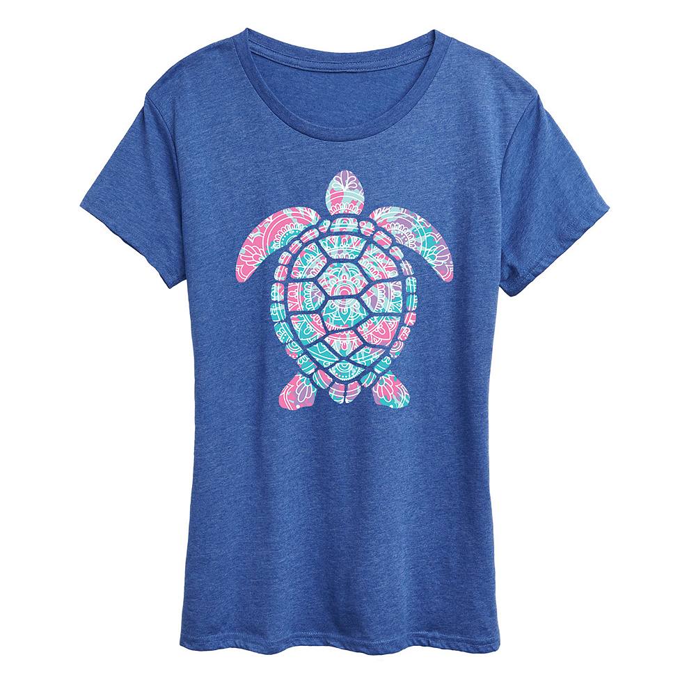 

Женская футболка с рисунком черепахи Tie Dye Mandala, цвет Heather Royal Blue