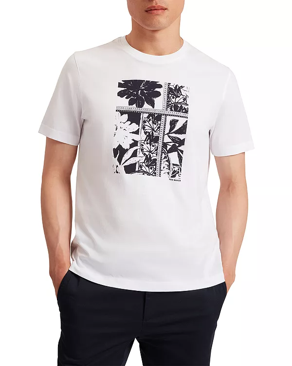 

Хлопковая футболка Koney с цветочным принтом в виде коробочек Ted Baker, белый