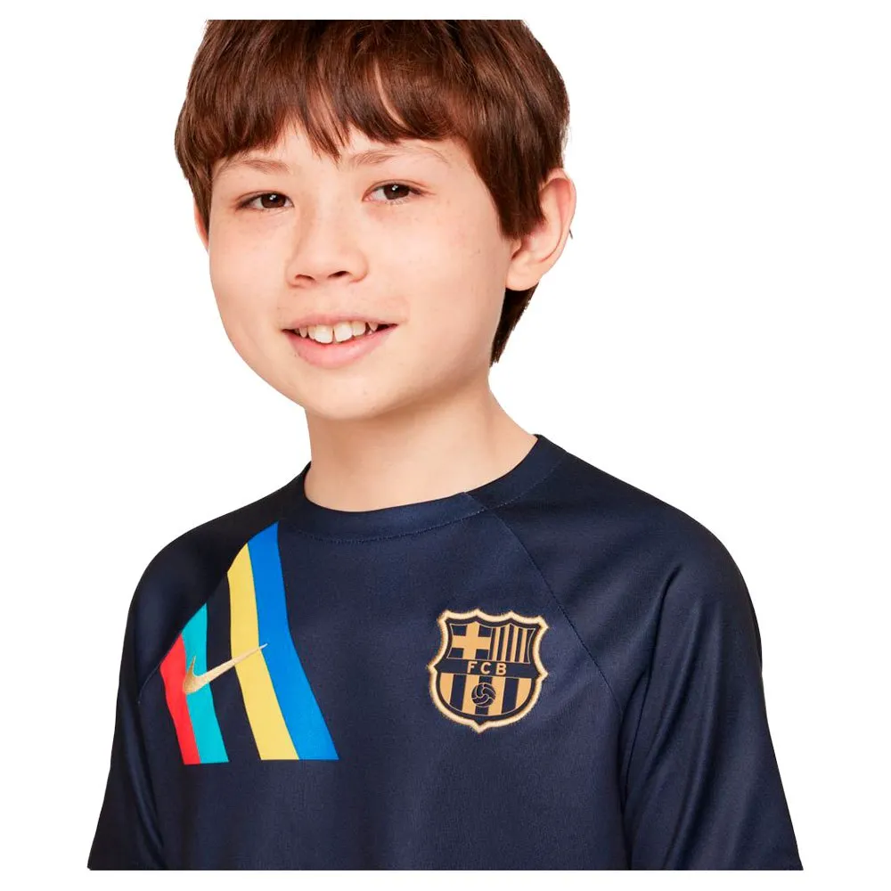 Футболка с коротким рукавом Nike FC Barcelona 22/23 Dri Fit pre match Away junior, синий — фото 3