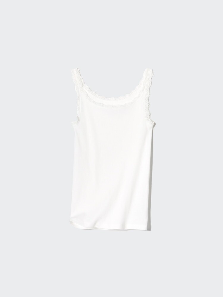 

Хлопковая кружевная майка Uniqlo, белый