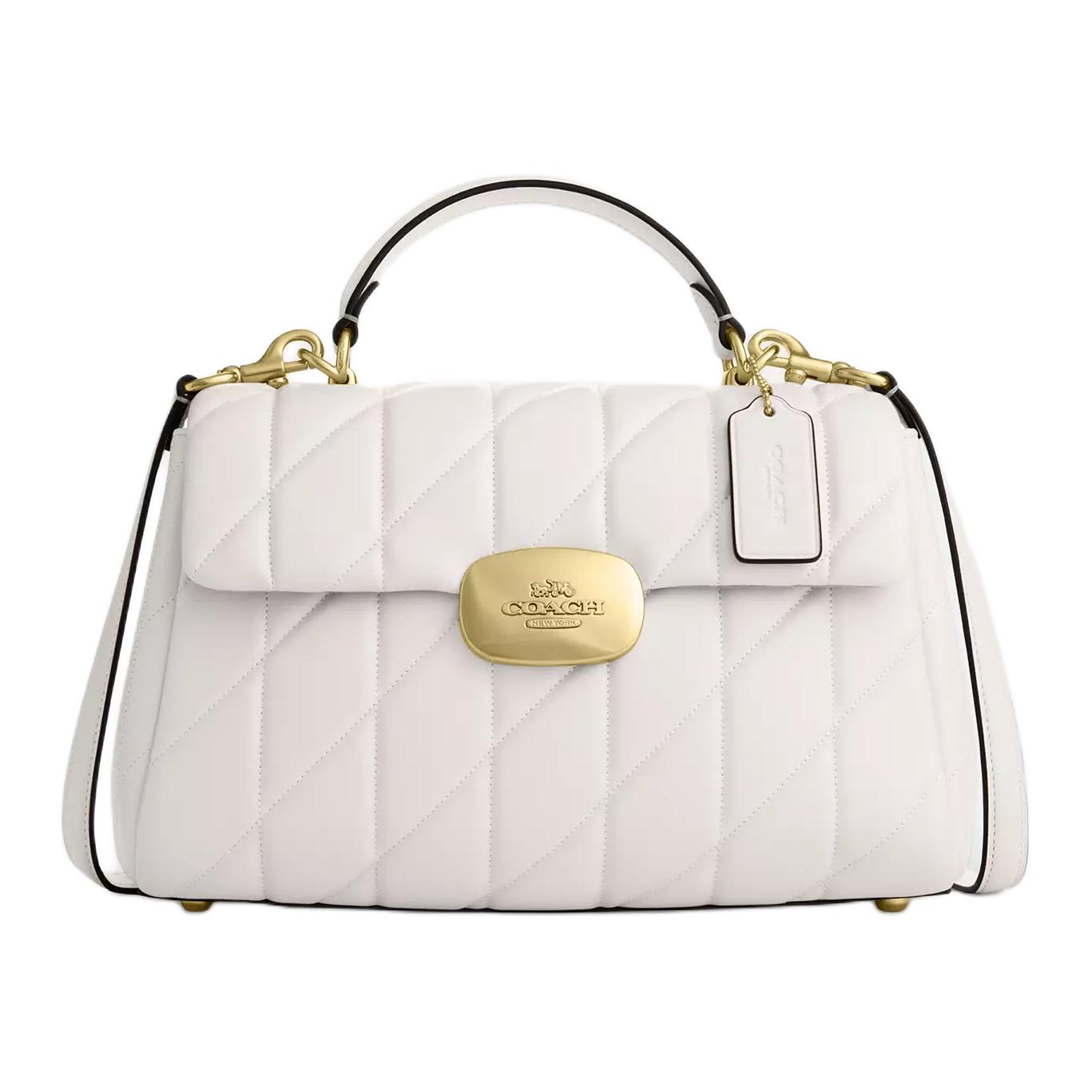 

COACH Элайза Кожаная Сумка Наппа С Одним Ремнем Большая Женская Золотая И Мел