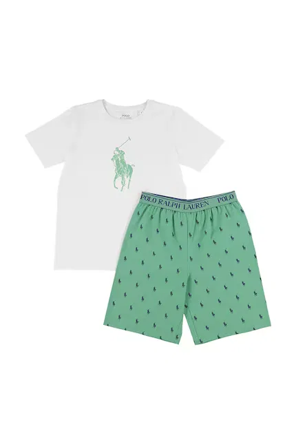 Пижама детская из хлопка Polo Ralph Lauren, зеленый