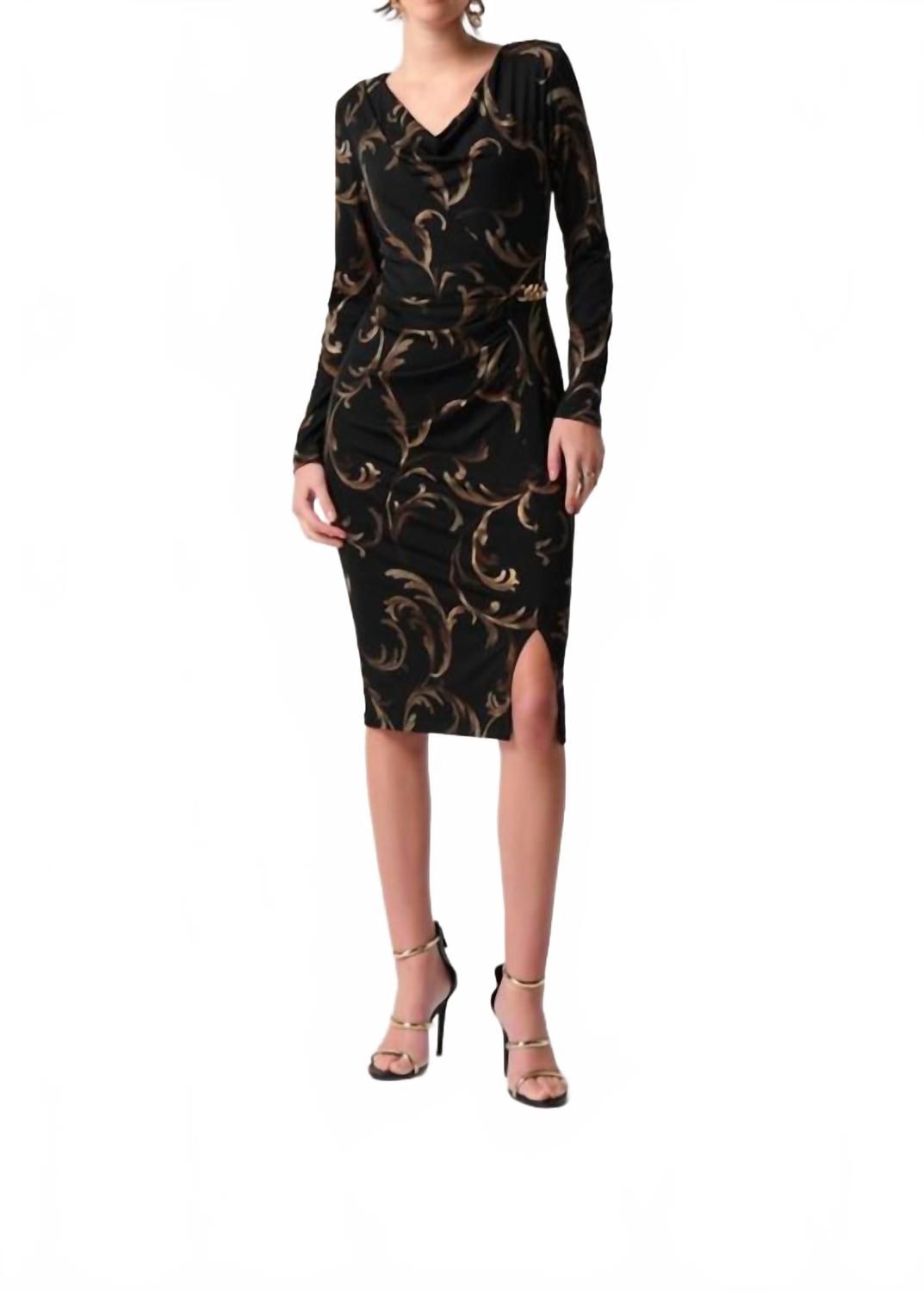 

Черное многоцветное облегающее платье-футляр с узором из бархатистой парчи в стиле барокко Joseph Ribkoff