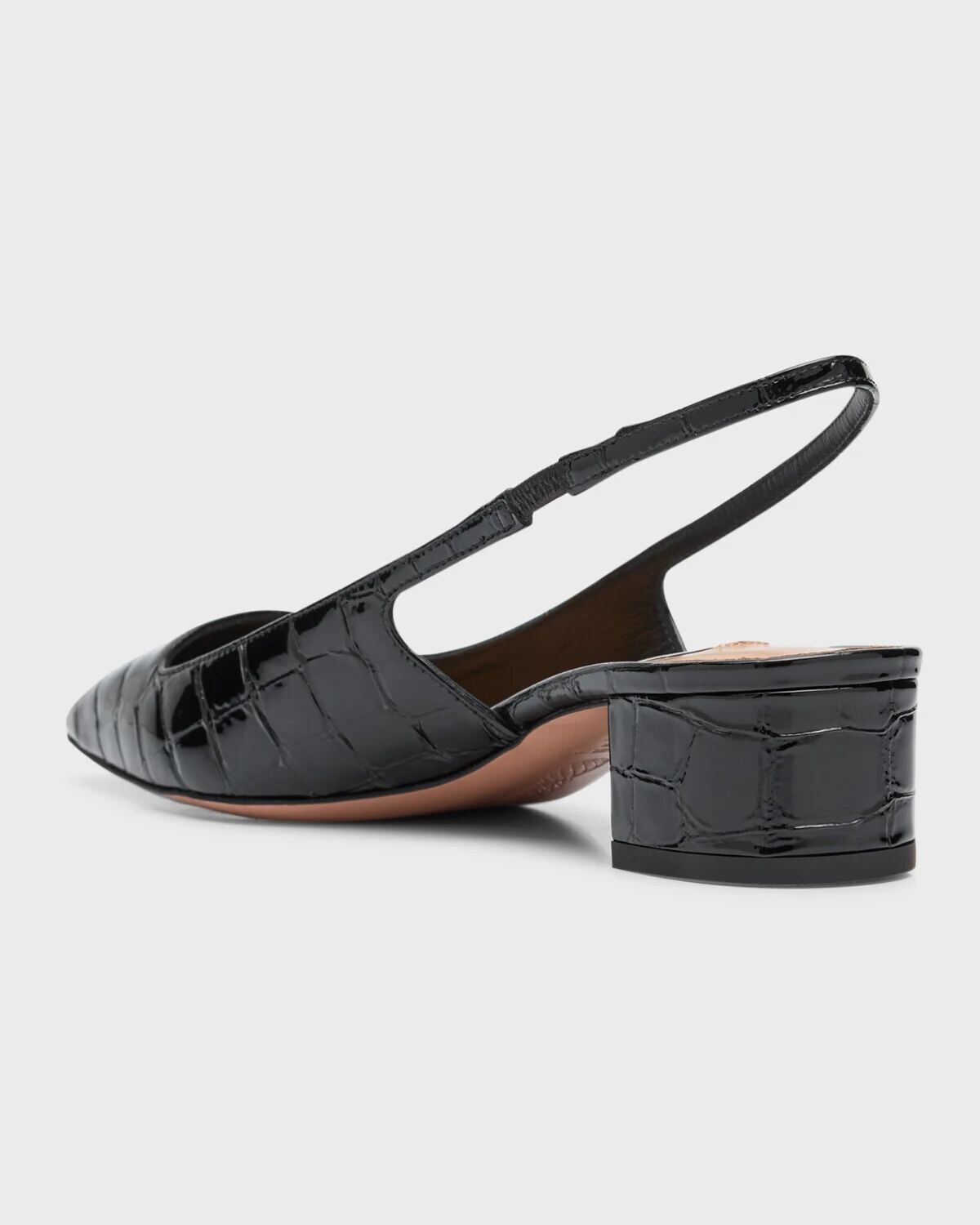 Балетки Ginza Croco с пяткой на пятке Aquazzura, цвет Black — фото 3