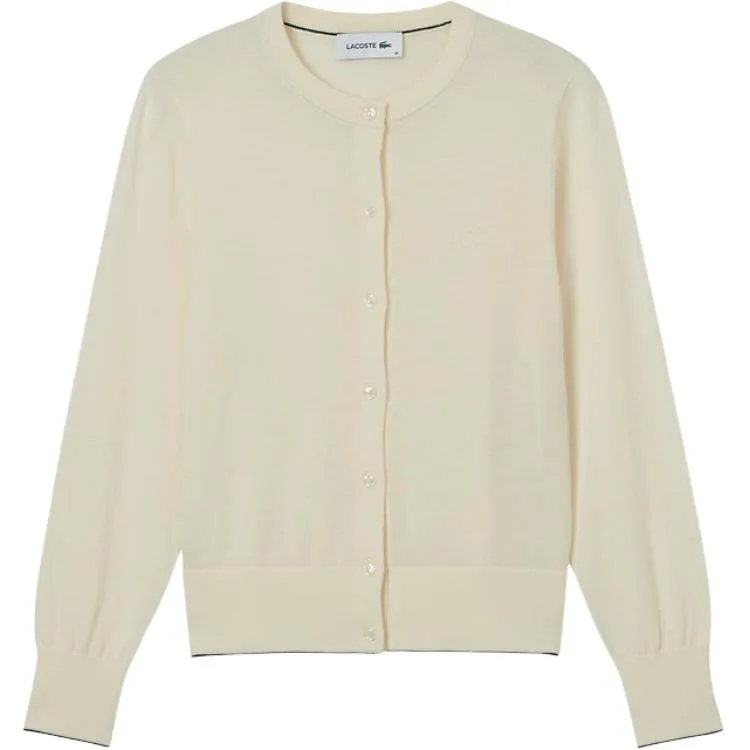 Кардиган женский Lacoste с круглым вырезом, весна-осень-зима, XFJ/Cream белый