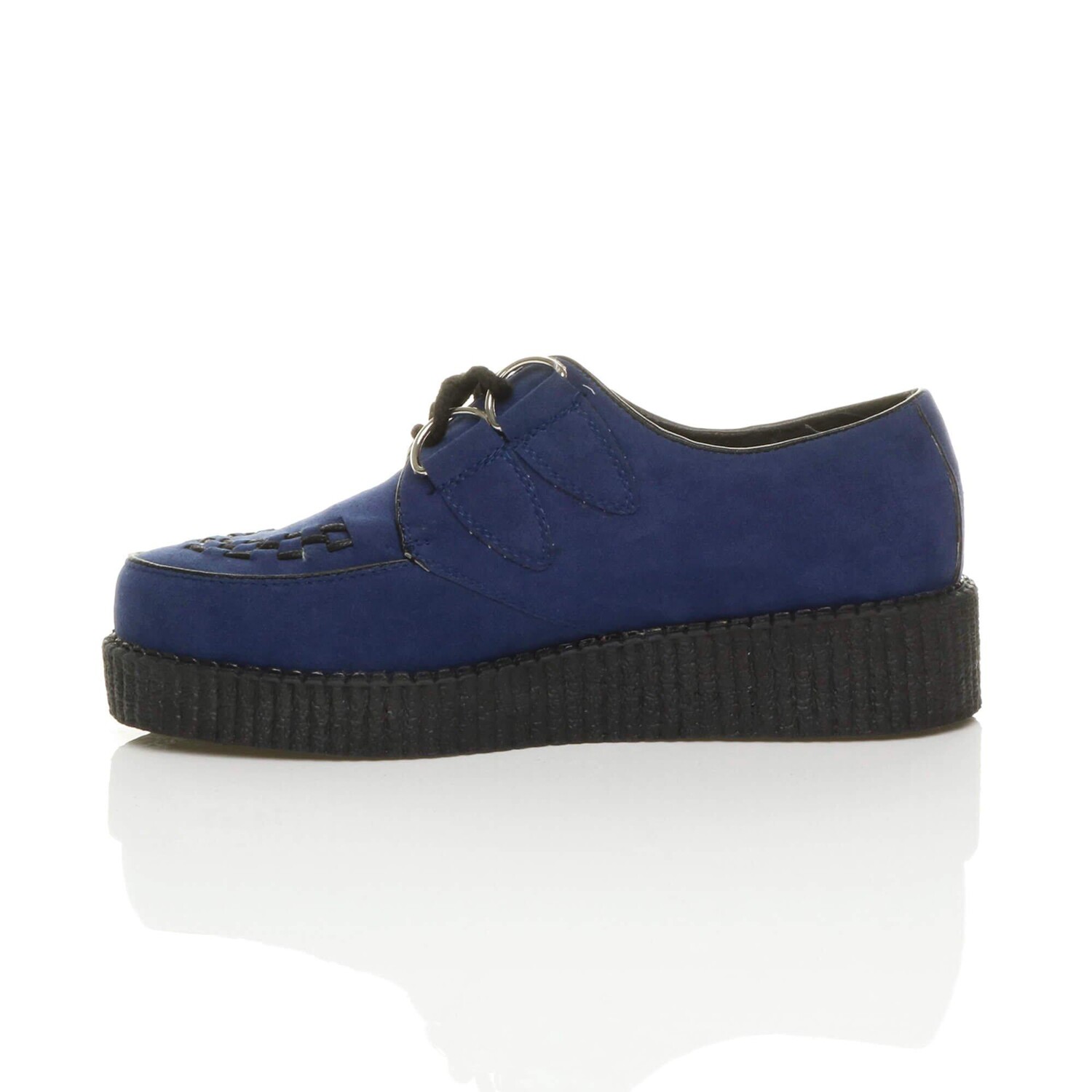 Туфли на низкой танкетке Creepers из искусственной замши на шнуровке для борделей AJVANI, синий — фото 3