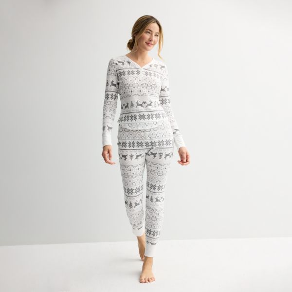 

Миниатюрная термопижама Sonoma Goods For Life, цвет white fair isle